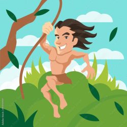 Tarzan swings on a 30m long vine