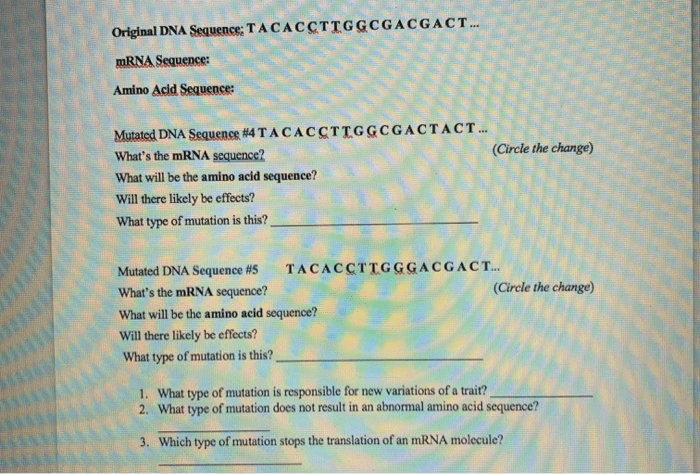 Mutations worksheet deletion insertion and substitution answer key